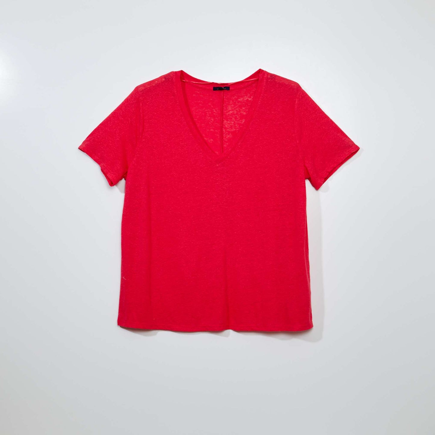 T-shirt en lin uni rose azal e