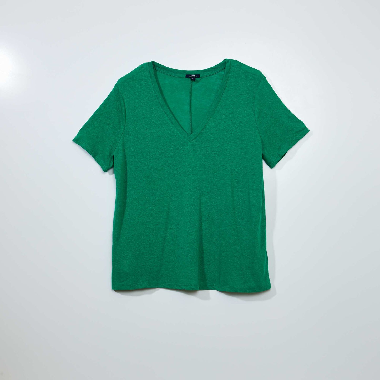 T-shirt en lin uni vert jardin