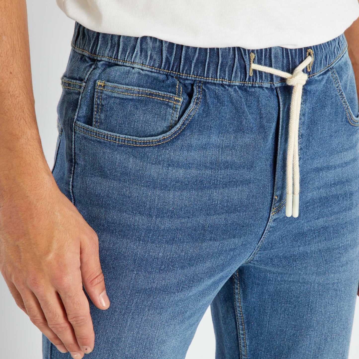 Jean Jogger taille lastiqu e Bleu stone