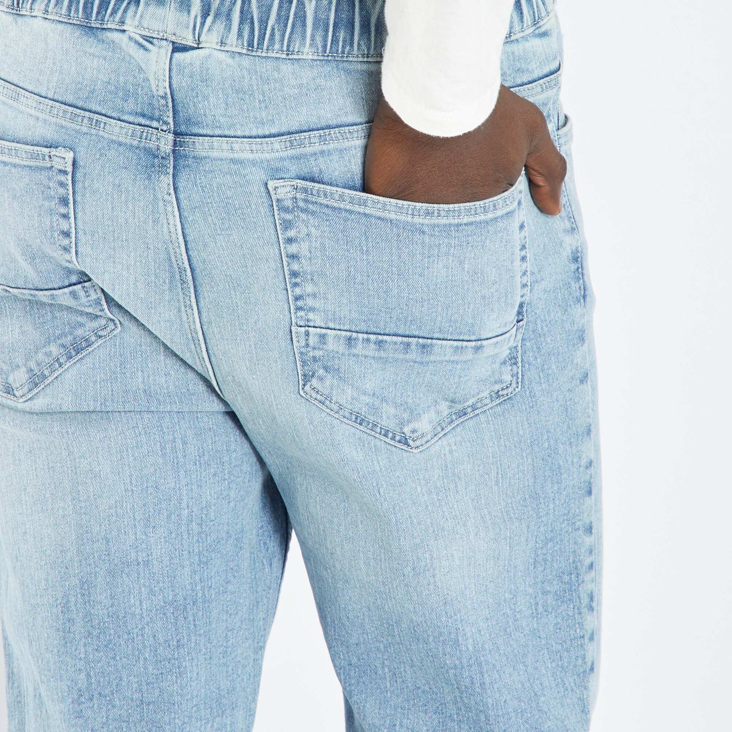 Jean Jogger taille lastiqu e Bleu triple stone