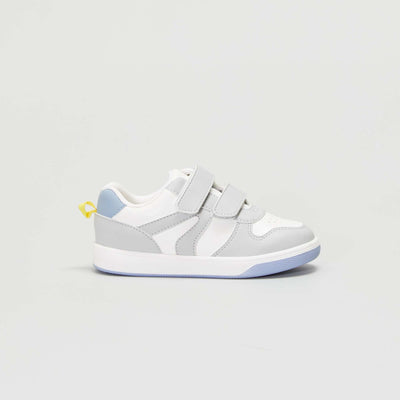 Baskets tricolore scratchs - Mixtes Blanc/gris