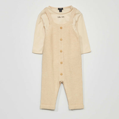 Ensemble salopette + body Blanc