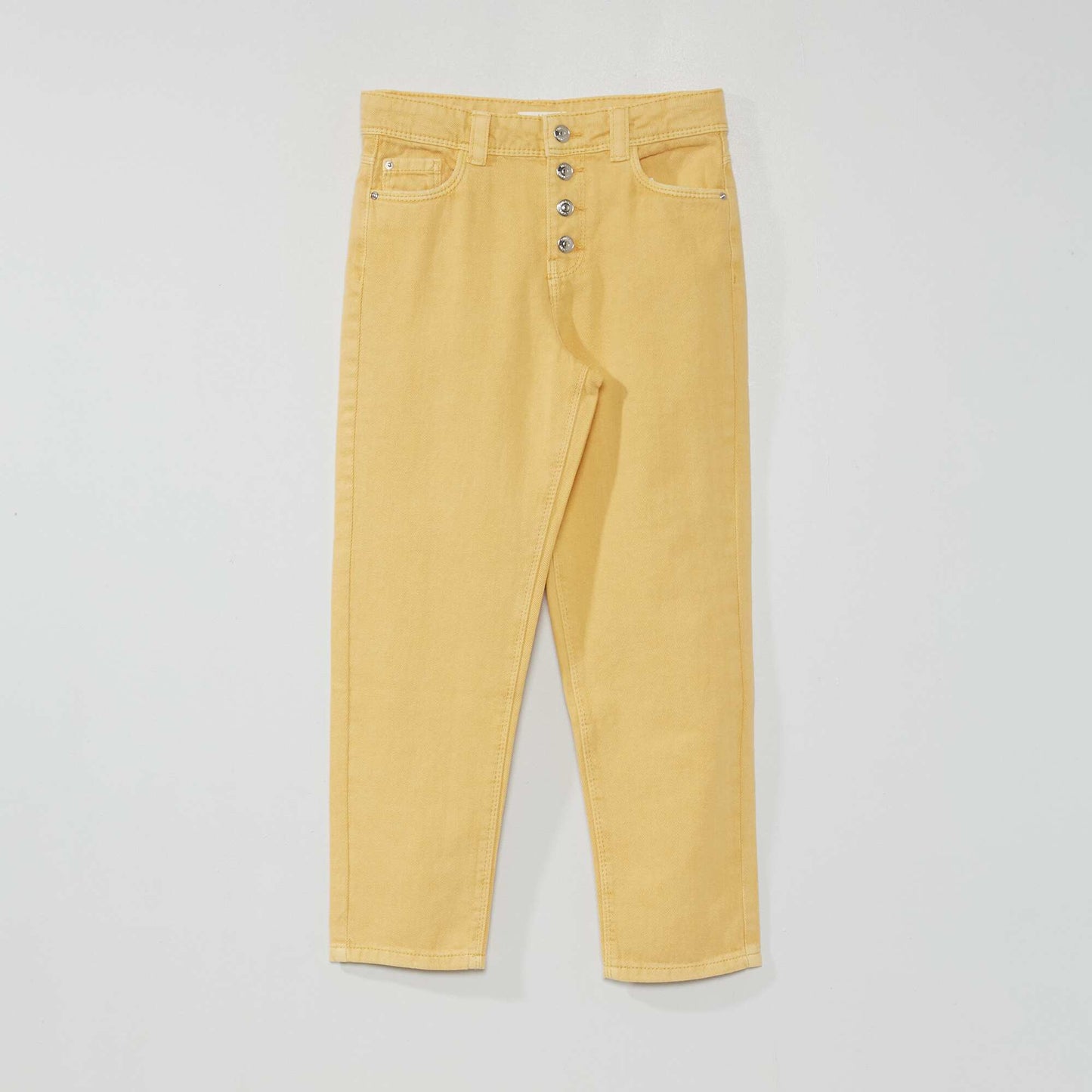 Pantalon denim coupe mom jaune