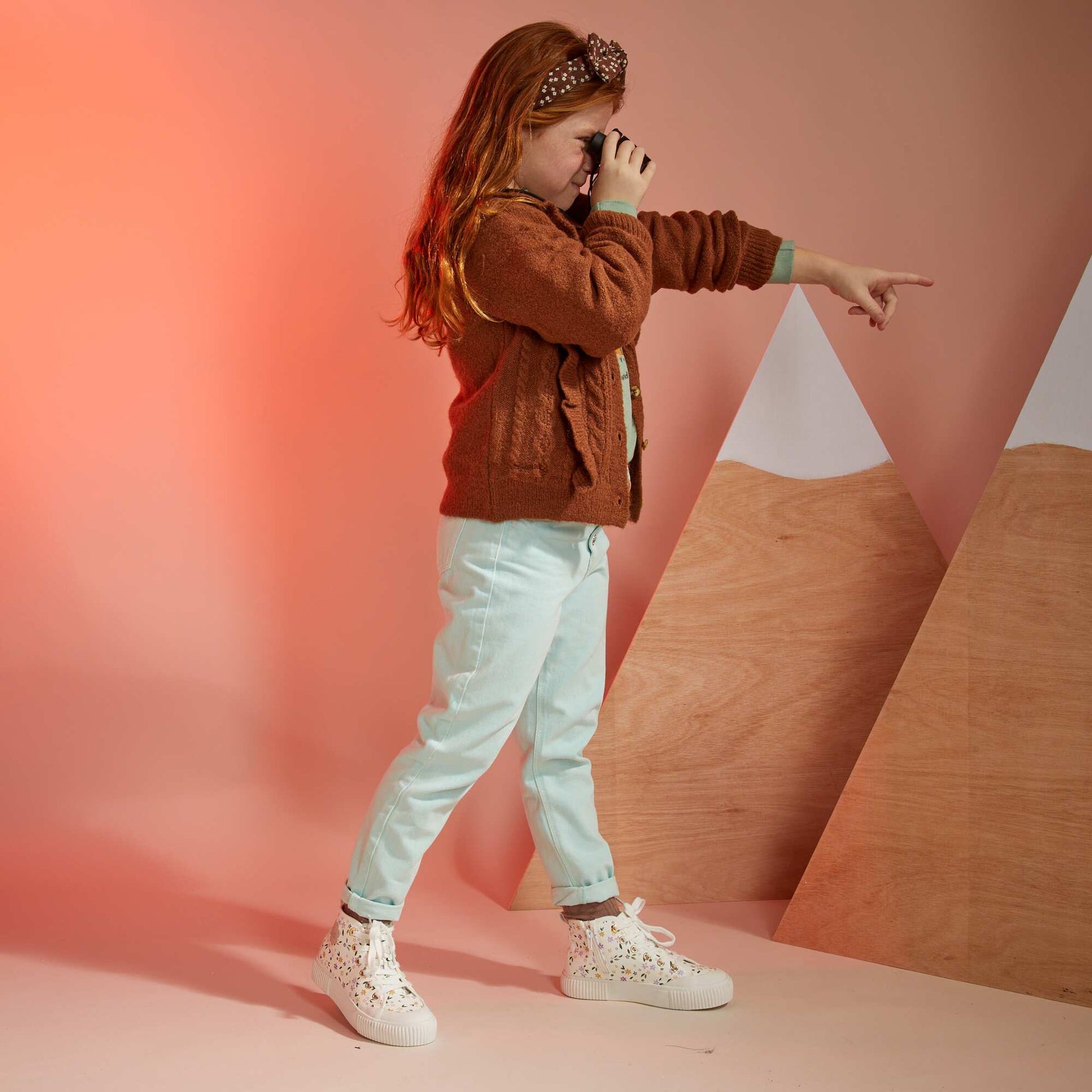 Pantalon denim coupe mom Vert d'eau