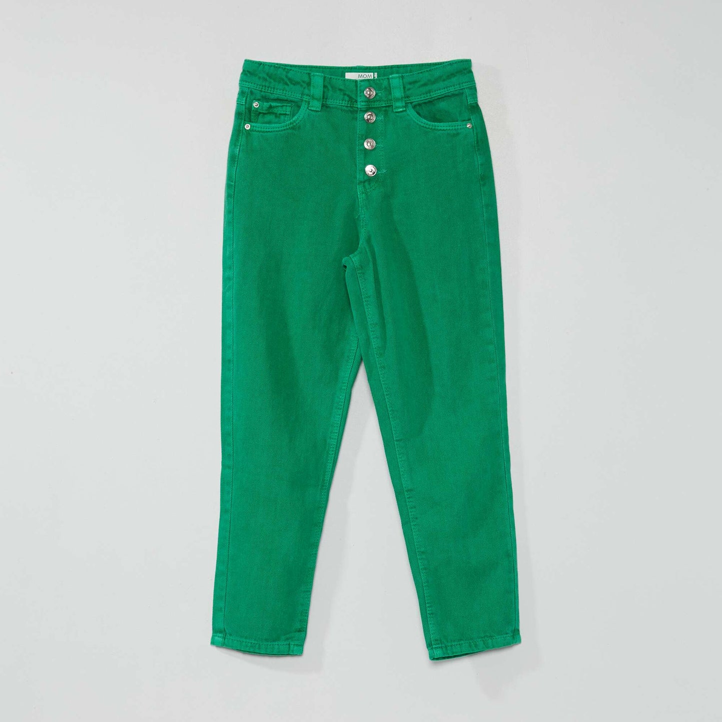 Pantalon denim coupe mom Vert