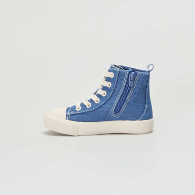 Baskets hautes en tissu denim Bleu denim