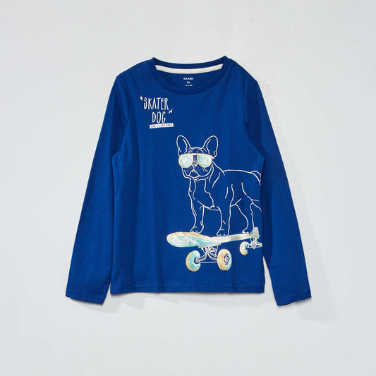 Tee-shirt imprim 'Skater dog' Bleu