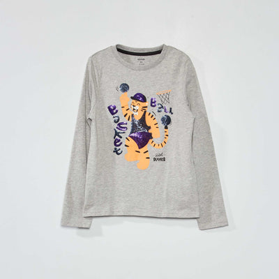 Tee-shirt imprim 'Skater dog' Gris