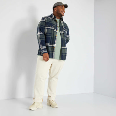 Chemise carreaux en flanelle Kaki