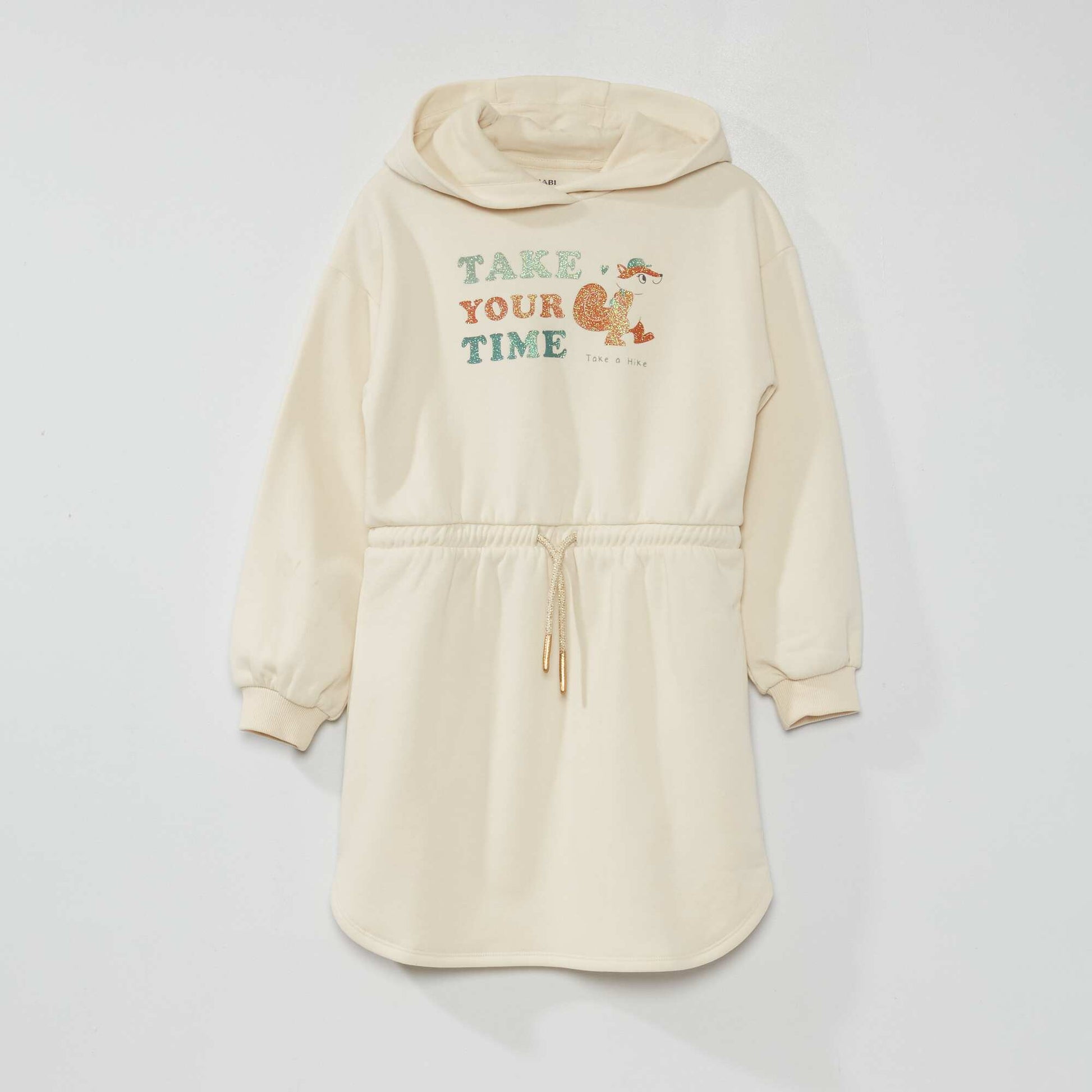 Robe avec capuche en molleton Ecru