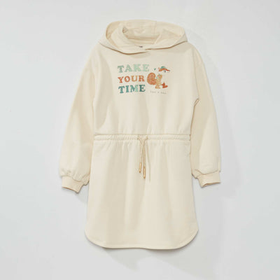 Robe avec capuche en molleton Ecru