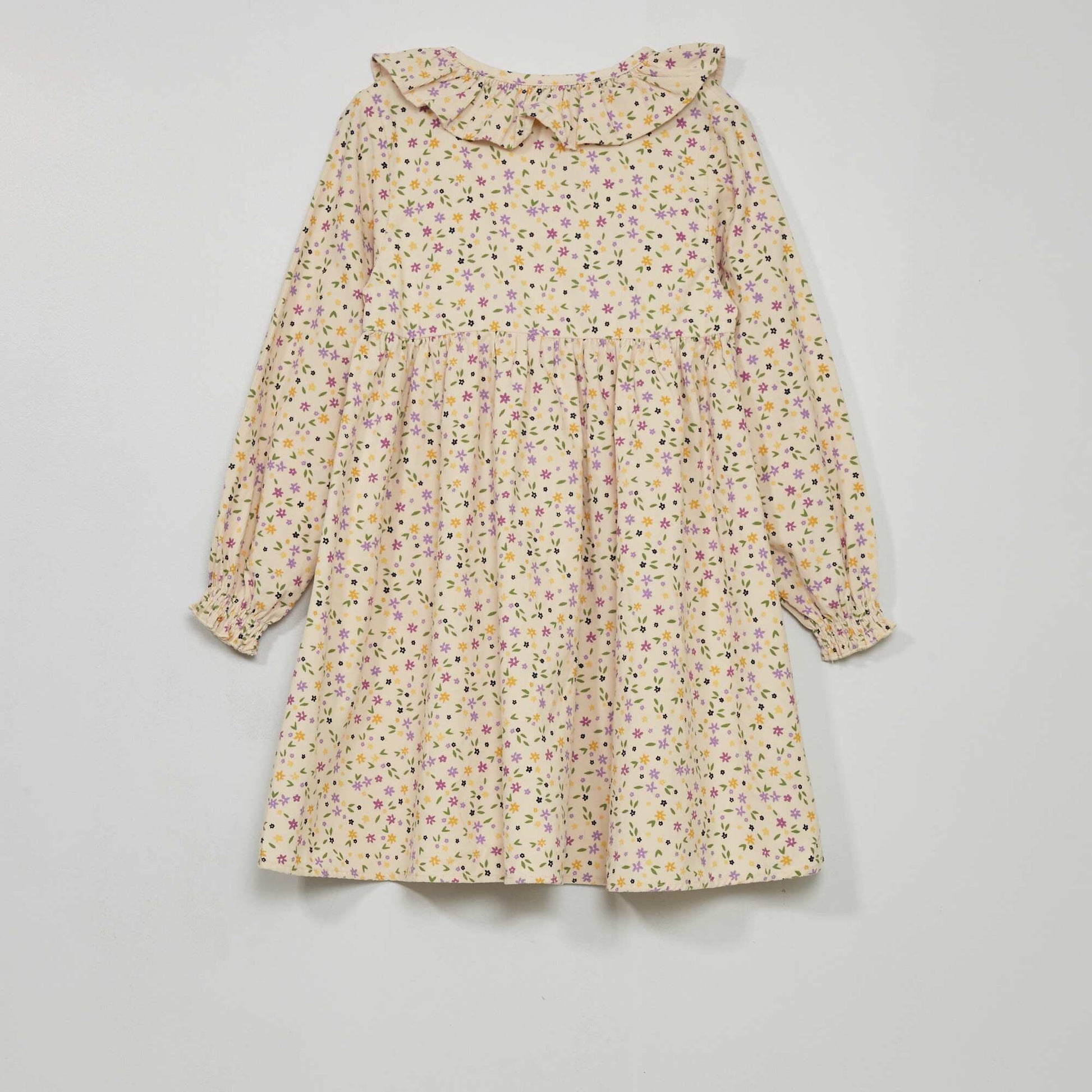 Robe en velours vichy Beige