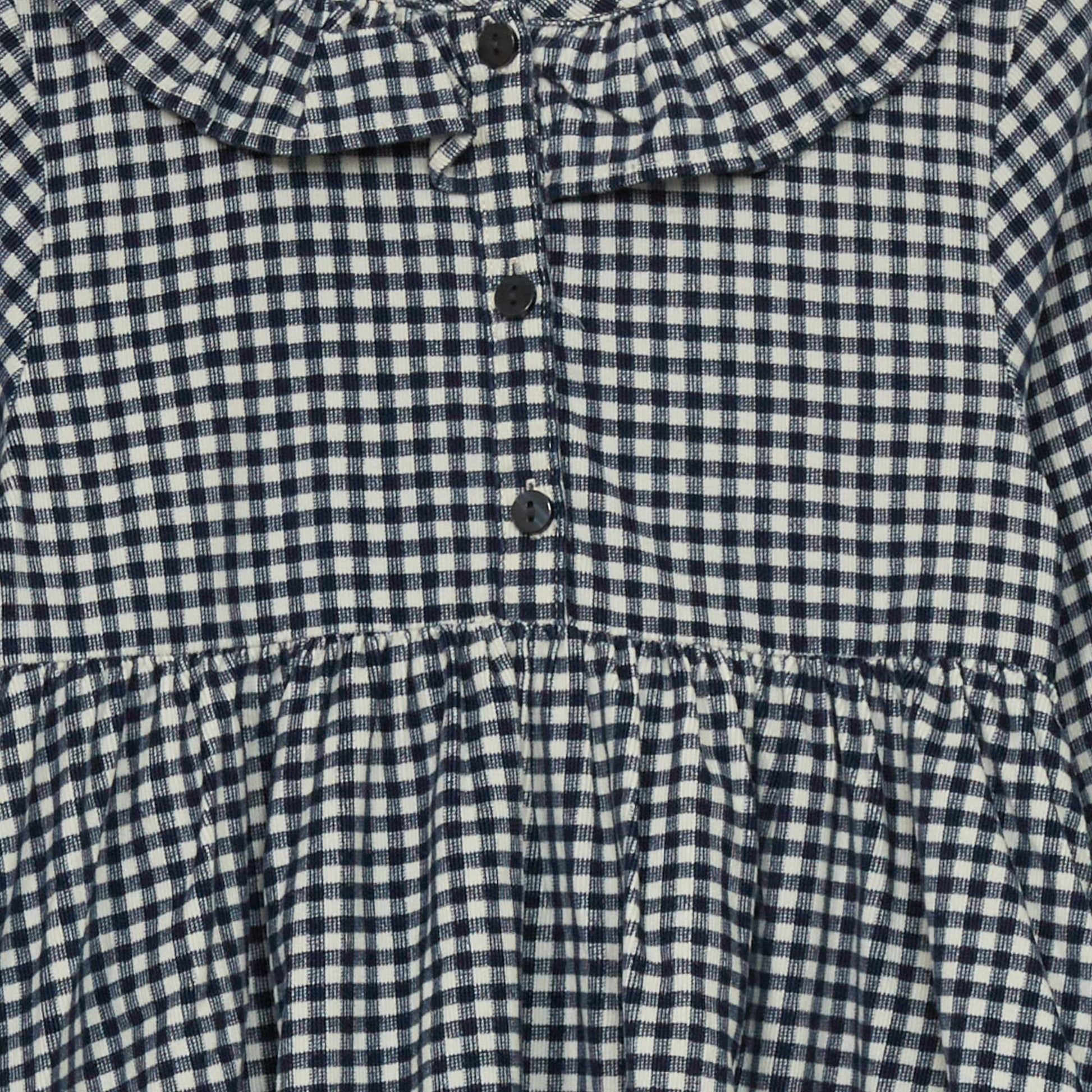 Robe en velours vichy Blanc/marine