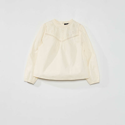 Blouse avec broderie anglaise Blanc