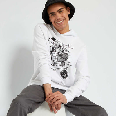 Sweat capuche imprim fantaisie Blanc mad