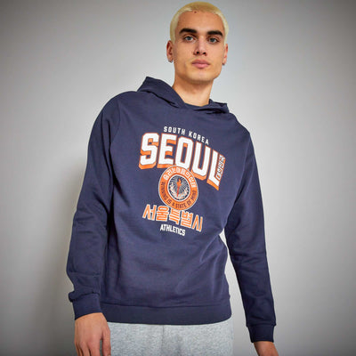 Sweat capuche imprim fantaisie marine seoul