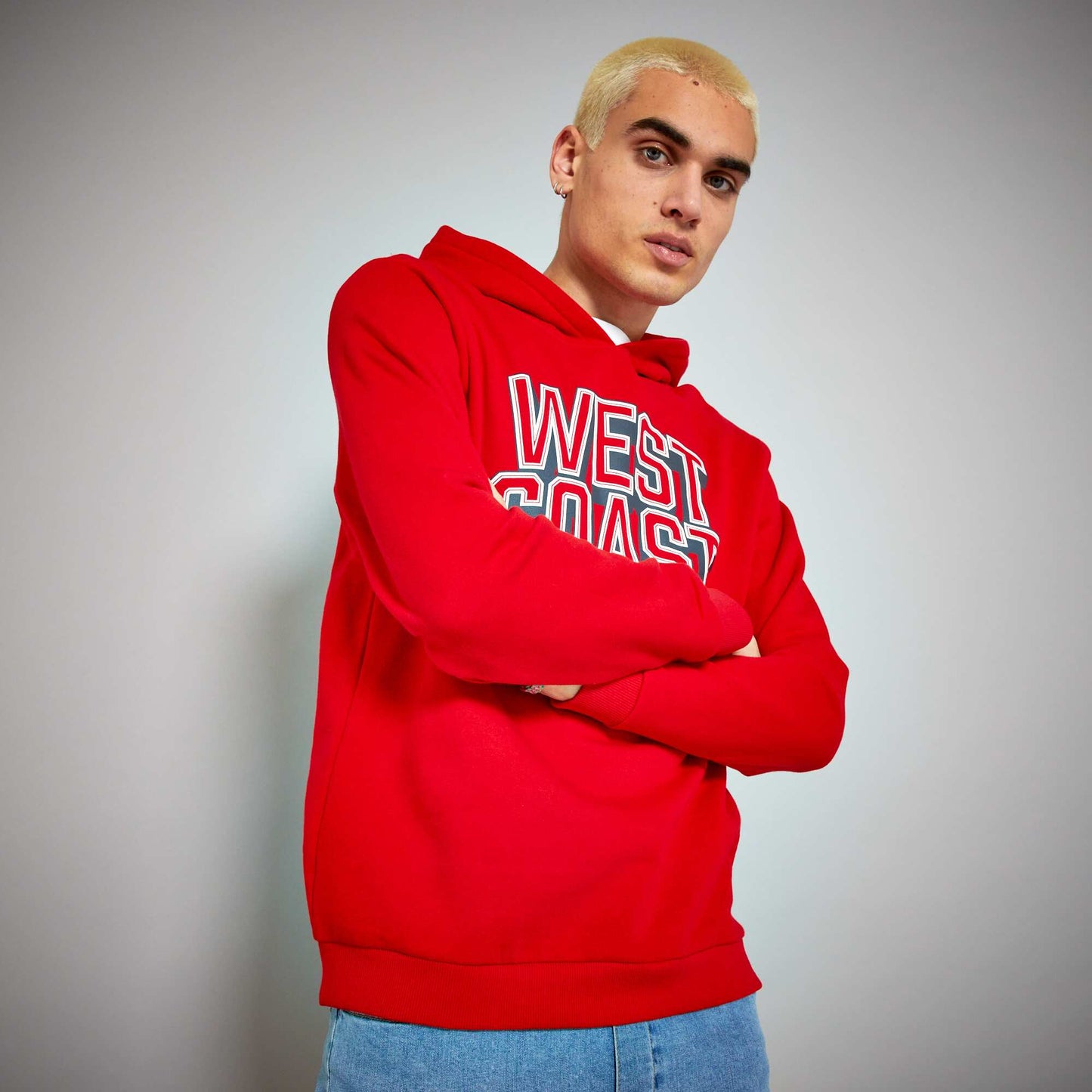 Sweat capuche imprim fantaisie Rouge