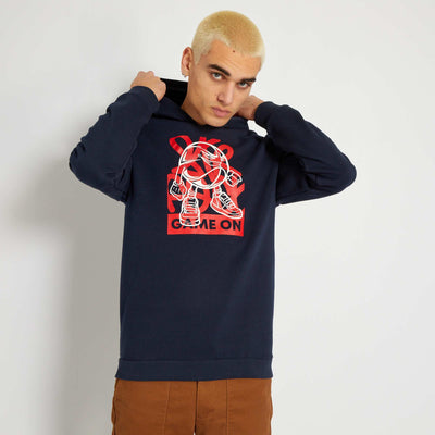 Sweat capuche imprim fantaisie Bleu