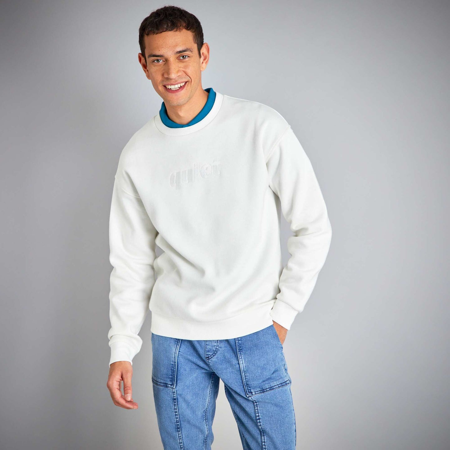 Sweat en molleton avec broderie Blanc