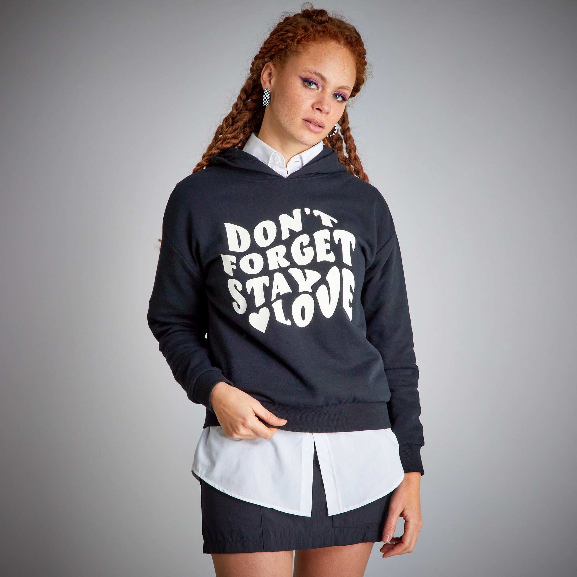 Sweat capuche en molleton Noir