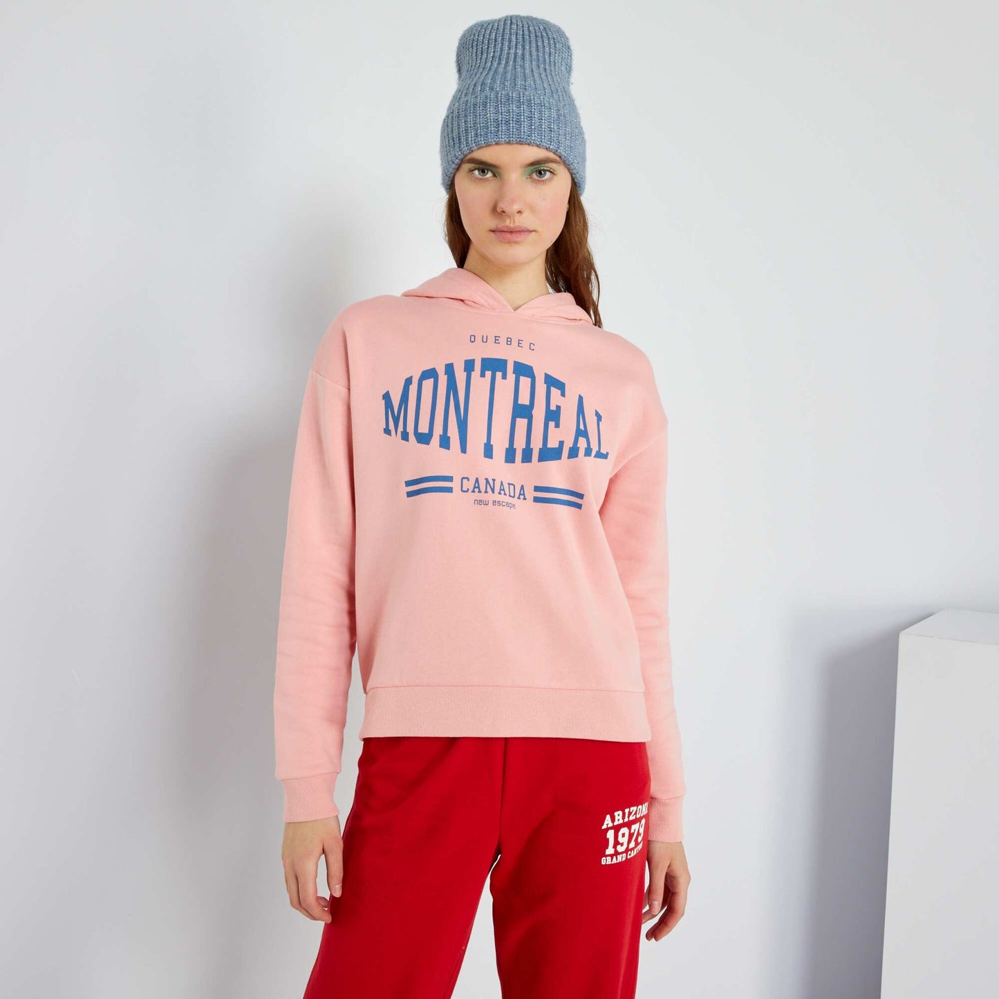 Sweat capuche en molleton Rose