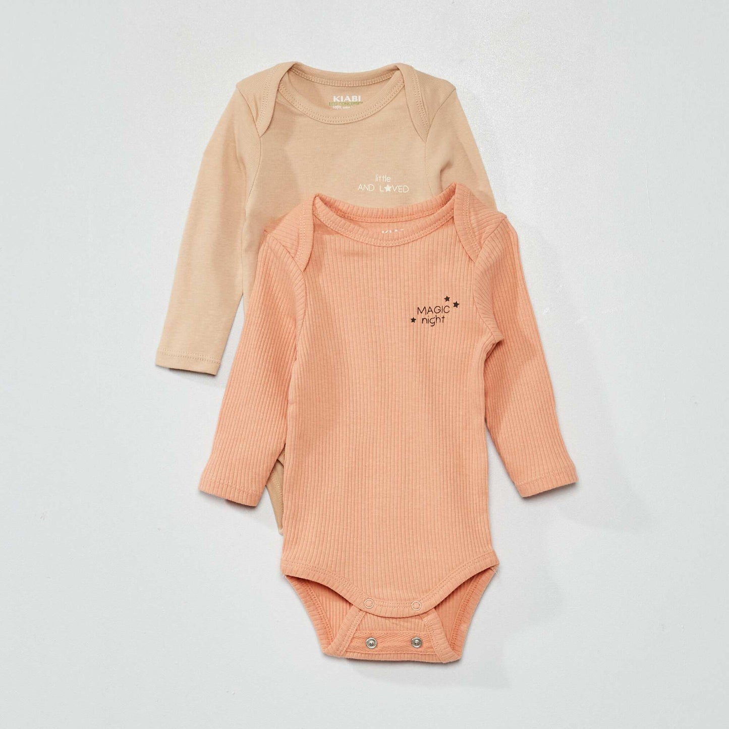 Lot de 2 Bodies avec double rang e de pressions Beige/corail