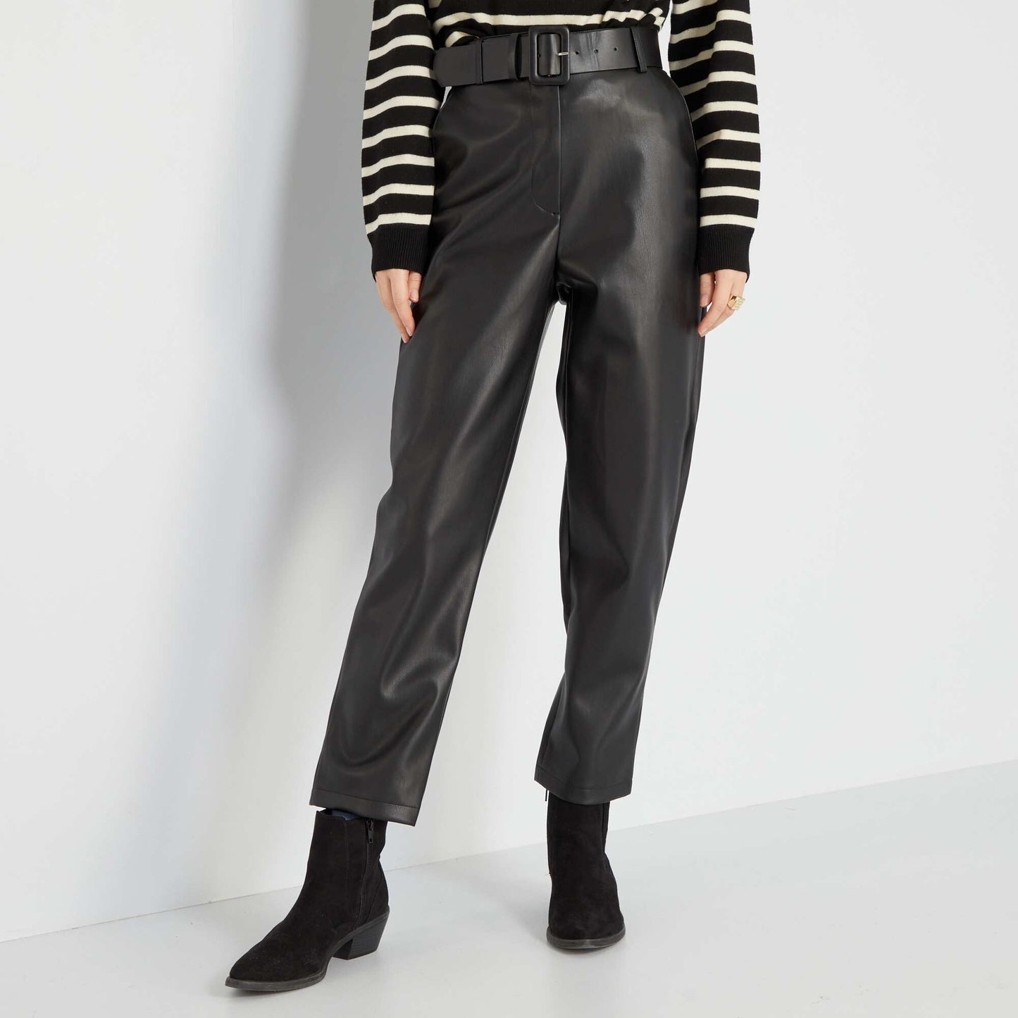 Pantalon en simili - regular noir