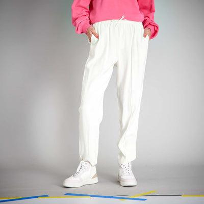Pantalon regular en twill type jogging Blanc