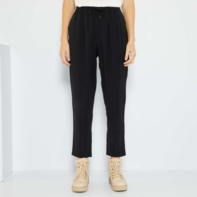 Pantalon regular en twill type jogging noir