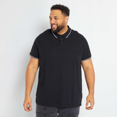 Polo en piqu de coton noir