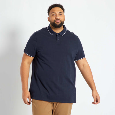 Polo en piqu de coton Bleu