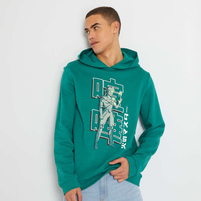 Sweat en molleton capuche avec imprim Vert