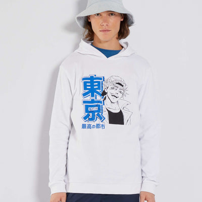 Sweat en molleton capuche avec imprim Blanc 'manga'