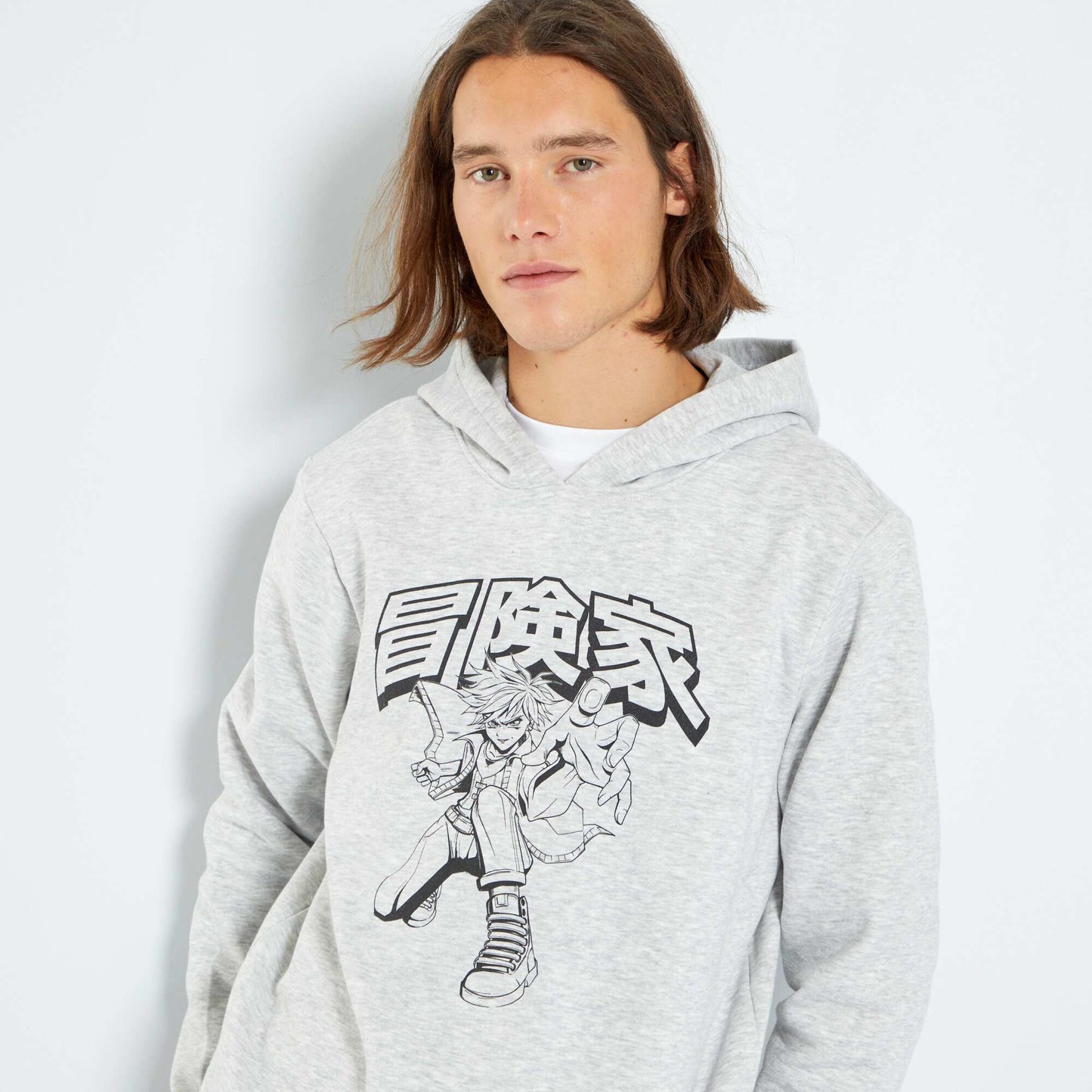 Sweat en molleton capuche avec imprim Gris chin