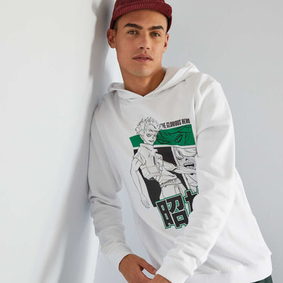 Sweat en molleton capuche avec imprim Blanc/vert 'manga'
