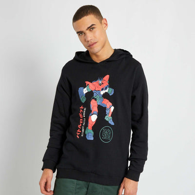 Sweat en molleton capuche avec imprim Noir 'robot'