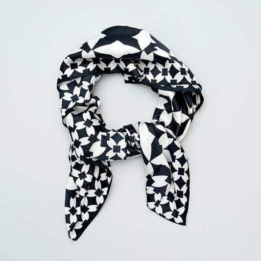 Foulard en satin imprimé Noir