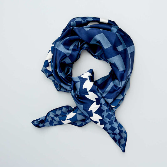 Foulard en satin imprim Bleu