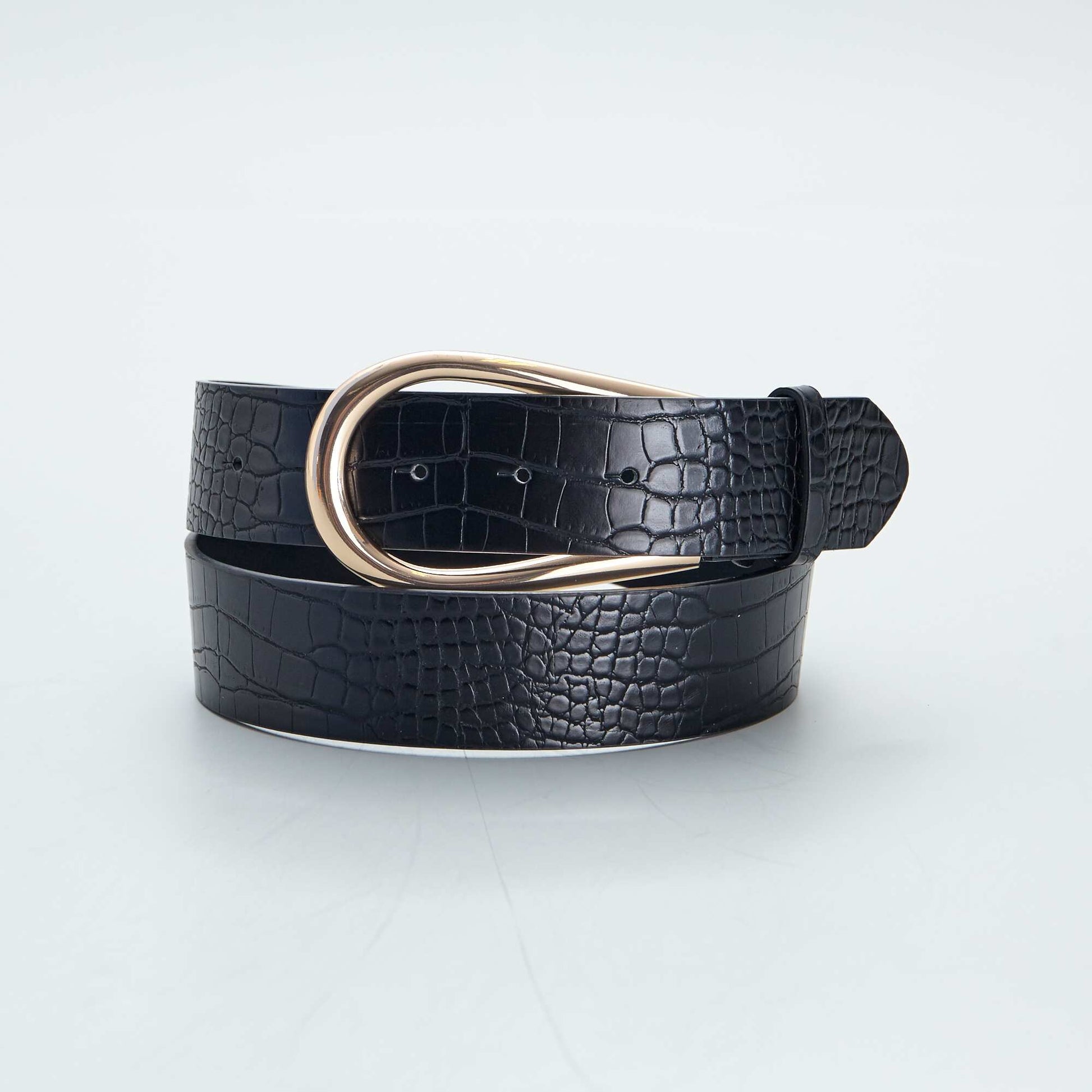 Ceinture effet 'croco' large boucle noir