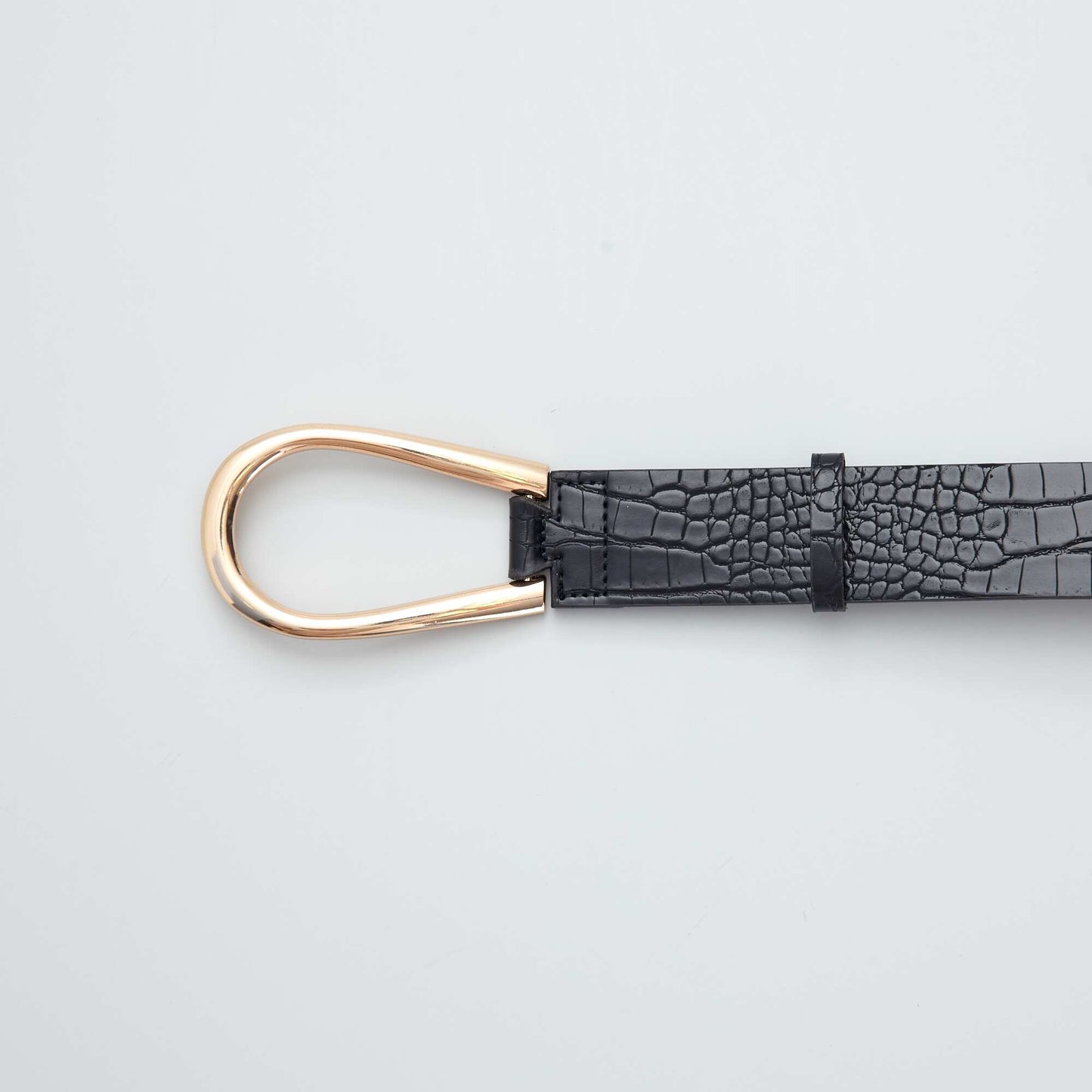 Ceinture effet 'croco' large boucle noir