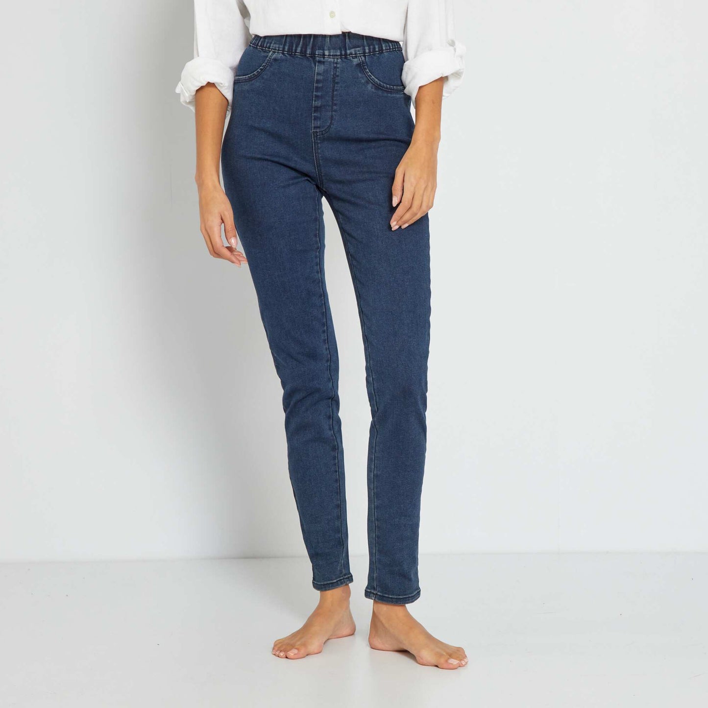 Jegging stretch taille haute Bleu