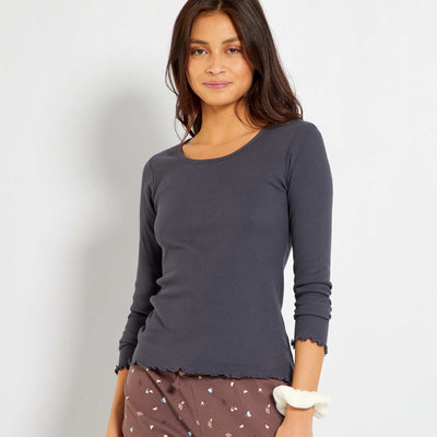 T-shirt de nuit fines c tes gris fonc bleut