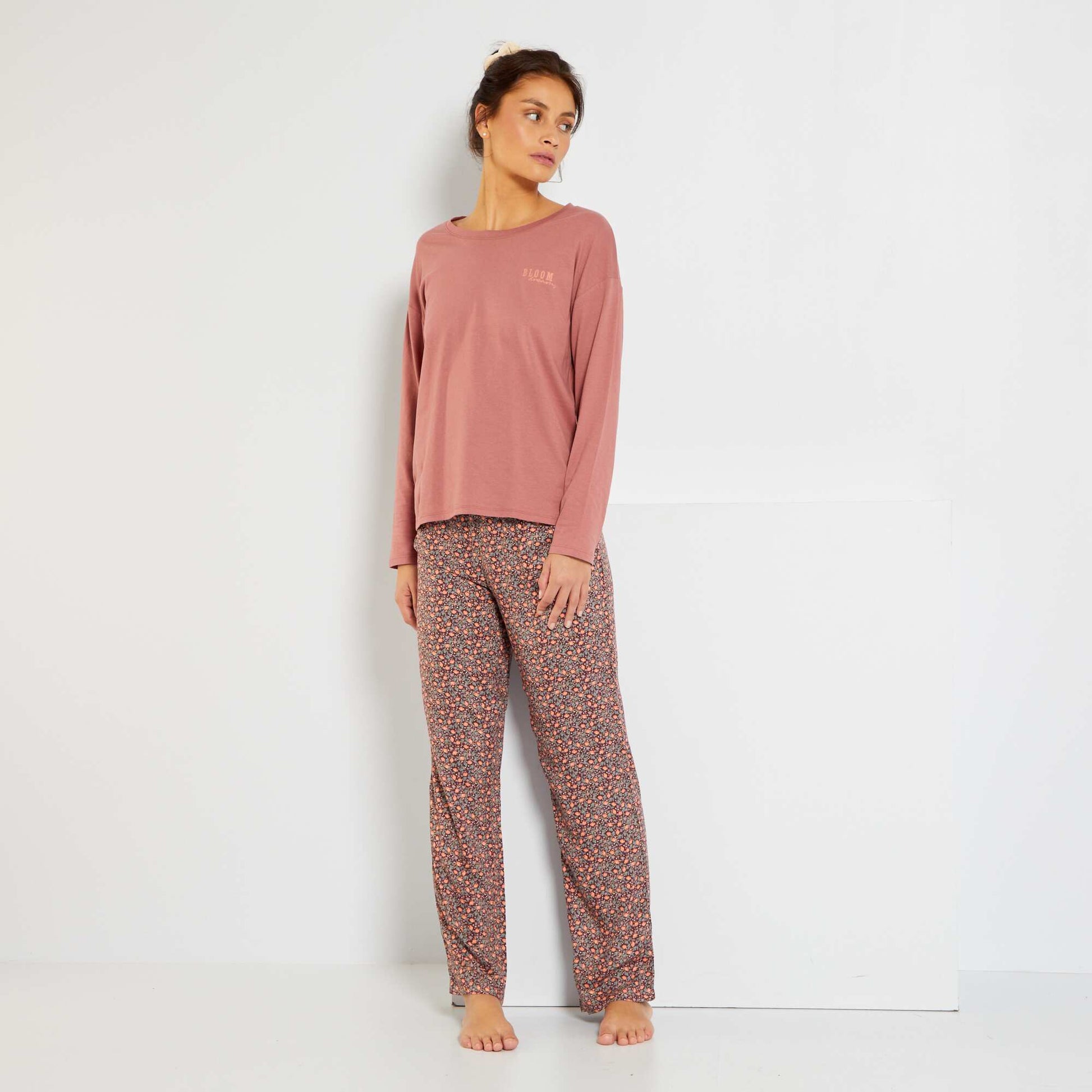 Pyjama long 'fleurs' - 2 pi ces Rose