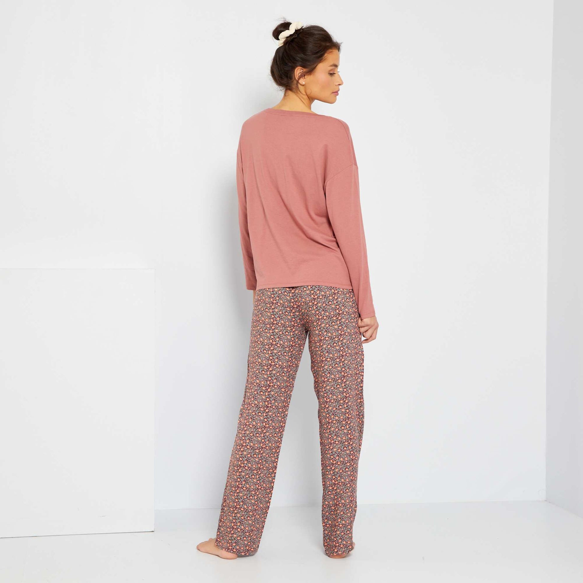 Pyjama long 'fleurs' - 2 pi ces Rose