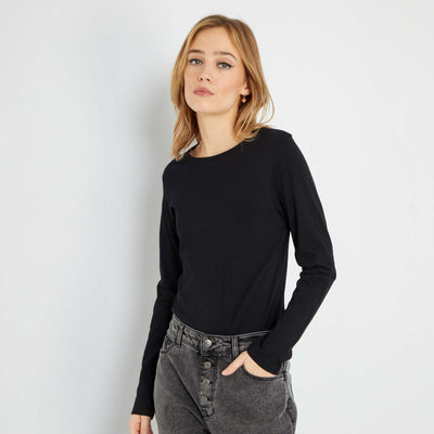 T-shirt col rond basique noir