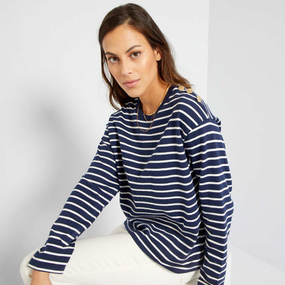 Tee-shirt marini re manches longues Bleu/blanc