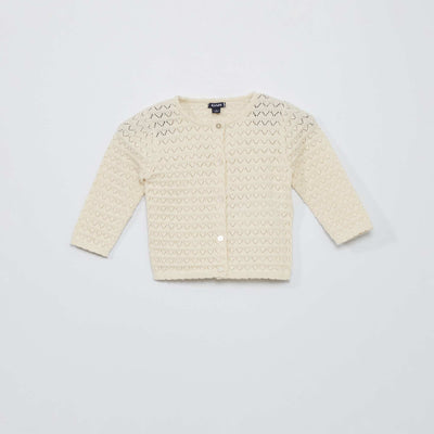 Gilet en maille ajour e unie Blanc
