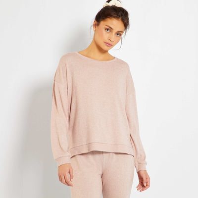 Haut de pyjama en maille doudou rose p le