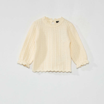 Pull en maille fantaisie Ecru