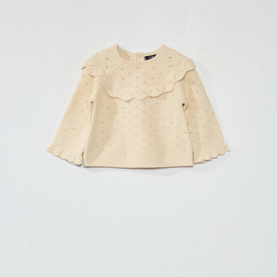 Pull fantaisie en maille ajour e Ecru
